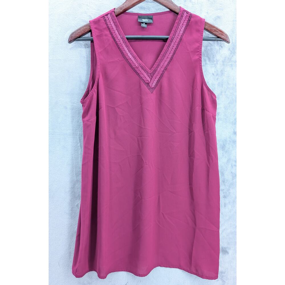 Beaded V-neck maroon blouse by Mossimo Classic dressy sleeveless - small